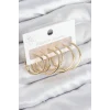 Pirinç Halka Model Gold Renk Kadın Set Küpe