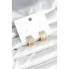 Kaburga Model Zirkon Taşlı Pirinç Kadın Küpe