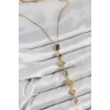 Pirinç Renkli Zirkon Taşlı Model Gold Renk 7 Element Kadın Y Kolye