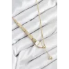 Pirinç Yılan Model Gold Renk Asansörlü Kadın Kolye