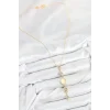 Pirinç Zincir Sarı Gold Renk Zirkon Taşlı Y Kolye