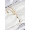 Pirinç Zirkon Taşlı Damla Model Ezme Zincir Gold Renk Kadın Bileklik