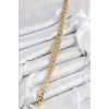 Pirinç Zirkon Taşlı Ezme Küba Zincir Model Gold Renk Kadın Bileklik
