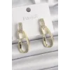 Pirinç Zirkon Taşlı Sallantı Kadın Küpe