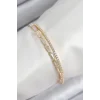 Pirinç Zirkon Taşlı Su Yolu Model Gold Renk Kadın Bileklik