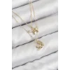 Pirinç Zirkon Taşlı Yıldız Ve Ay Model Gold Renk Kadın Kolye