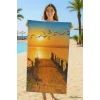 SeaDream Tropikal Desenli Plaj Havlusu 70X140 Cm Günbatımı