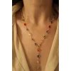 Shyla Uzun Zincirli Ayarlanabilir Renkli Taşlı Kolye