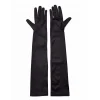 Siyah Renk Likralı Dirseğe Kadar Uzun Kumaş Eldiven 40 Cm