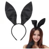 Siyah Renk Saten Kaplama Şekil Verilebilir Tavşan Kulak Taç 35x11 Cm