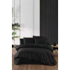 Stripe Saten Line Çift Kişilik Nevresim Takımı Siyah