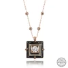 Luz&Pos Swarovski Crystal Taşlı Rose Top Zincir Siyah Elmas Gümüş Kadın Kolye