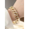 Vip Seri Pirinç Zirkon Taşlı Gold Renk Gurmet Bileklik