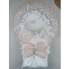 Luz&Pos Yenidoğan Bal Peteği Taç Nakışlı Lüks Kundak Bebek Battaniyesi Ekru