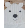 Luz&Pos Yenidoğan Beyaz Wool Yün Kumaş Ayıcık Kulaklı Kundak Bebek Battaniyesi Beyaz