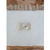 Luz&Pos Yenidoğan Beyaz Wool Yün Kumaş Taç Nakışlı Trilüks Kundak Bebek Battaniyesi Beyaz