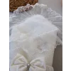 Luz&Pos Yenidoğan Erguvan Kenar Fistolu Kundak Bebek Battaniyesi Ekru