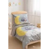 Yenidoğan Kız / Erkek Unisex Bebek Nevresim Takımı &#37;100 Pamuklu Good Night Gri