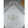 Luz&Pos Yenidoğan Kumru Soft Cotton Taç Nakışlı Trilüks Kundak Bebek Battaniyesi Ekru