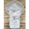Luz&Pos Yenidoğan Pırıltı Taç Nakışlı İnci Delüks Kundak Bebek Battaniyesi Ekru