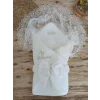 Luz&Pos Yenidoğan Sahra Taç Benim Prensesim Nakışlı Kundak Bebek Battaniyesi Ekru