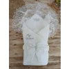 Luz&Pos Yenidoğan Sahra Taç Benim Prensim Nakışlı Kundak Bebek Battaniyesi Ekru