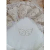 Luz&Pos Yenidoğan Sahra Taç Nakışlı Gold Angel Trilüks Kundak Bebek Battaniyesi Ekru