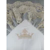 Luz&Pos Yenidoğan Saray Kadife Taç Nakışlı İnci Fiyonklu Çift Dantel Duvak Trilüks Kundak Bebek Battaniyesi Vizon-gold
