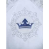Luz&Pos Yenidoğan Saray Kadife Taç Nakışlı İnci Fiyonklu Çift Dantel Duvak Trilüks Kundak Bebek Battaniyesi Lacivert