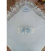 Luz&Pos Yenidoğan Teri Cotton Taç Nakışlı Prizma Taş Kundak Bebek Battaniyesi Mavi