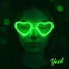 Yeşil LED Işıklı Kalp Gözlük – 3 Modlu Parti