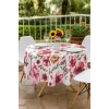 Yuvarlak Çiçek Desenli Duck Kumaş Masa Örtüsü 150x150 Cm