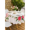 Yuvarlak Gül Desenli Duck Kumaş Masa Örtüsü 150x150 Cm