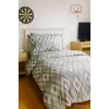 Zigzag Desenli Gri Pamuklu Tek Kişilik Nevresim Takımı