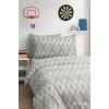 Zigzag Desenli Gri Pamuklu Tek Kişilik Nevresim Takımı
