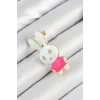 Zirkon Taş Detaylı Beyaz Ve Pembe 3D Tavşan Figürlü Kadın Broş