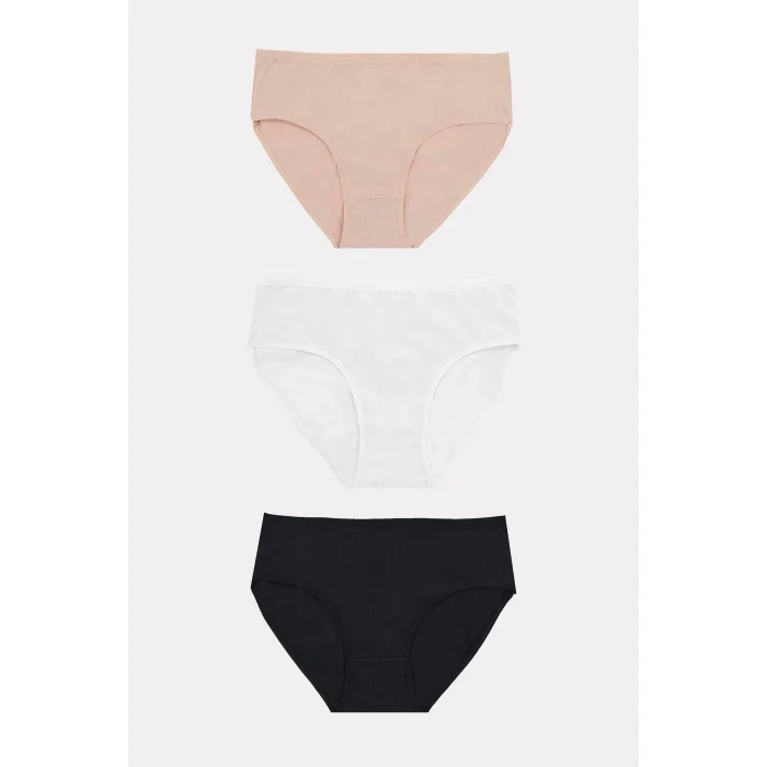 Luz&Pos Arias Closet Büyük Beden Pamuklu Siyah Beyaz Ten Rengi 3lü Külot