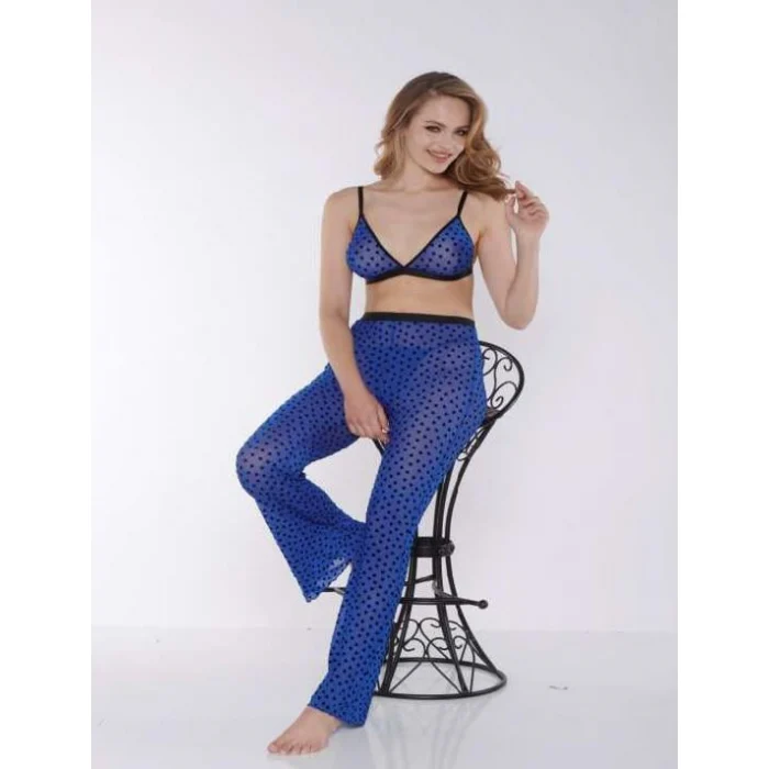 Luz&Pos Arias Closet Mavi Transparan Fantezi Sütyen Pijama Takımı