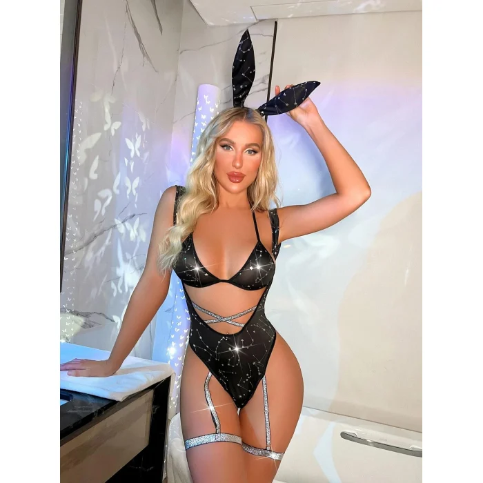 Luz&Pos Arias Closet Özel Tasarım Jartiyerli Body Tavşan Kostümü