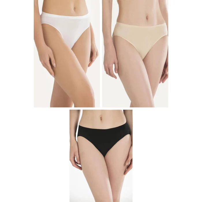 Luz&Pos Arias Closet Pamuklu Siyah Beyaz Ten Rengi 3lü Külot