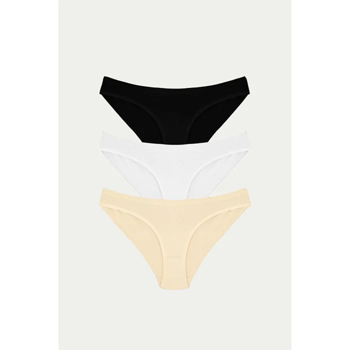 Luz&Pos Arias Closet Pamuklu Siyah Beyaz Ten Rengi 3lü Külot