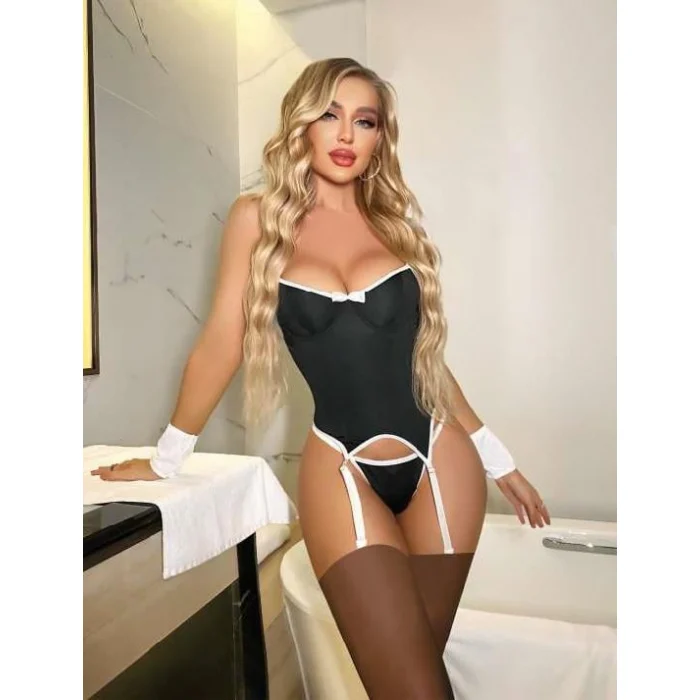 Luz&Pos Arias Closet Siyah Beyaz Fantezi Jartiyer Takım