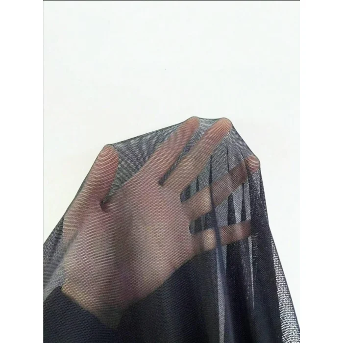 Luz&Pos Arias Closet Fırfırlı Dantel İşlemeli Tül Fantezi Siyah Gecelik