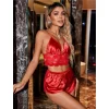 Luz&Pos Arias Closet Kırmızı Büstiyer Dantel Detaylı İnce Askılı Saten Şortlu Takım