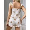 Luz&Pos Arias Closet Pamuklu Ayıcık Desen Fırfırlı Askılı Şortlu Pijama Takımı