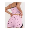Luz&Pos Arias Closet Pembe Kalp Desenli Askılı Şortlu Pijama Takım