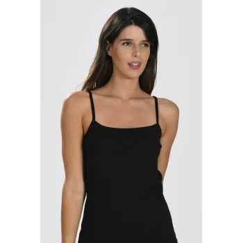 Luz&Pos Arias Closet İp Askılı Siyah Ribana Atlet