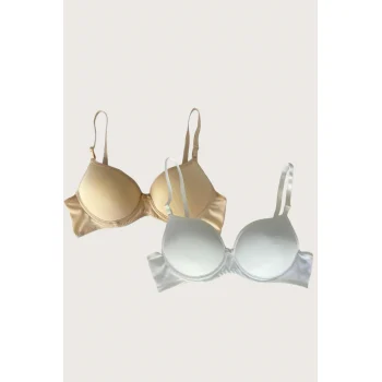Luz&Pos Arias Closet Ten-beyaz 2li Mikro Kumaş Push Up Dolgulu Balenli Günlük Destekli Sütyen