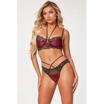 Luz&Pos Arias Closet Bordo Dantel İşlemeli Fantezi Sütyen Külot Takımı