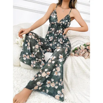 Luz&Pos Arias Closet Özel Tasarım Çiçek Desenli Salaş Kesim 2li Takım